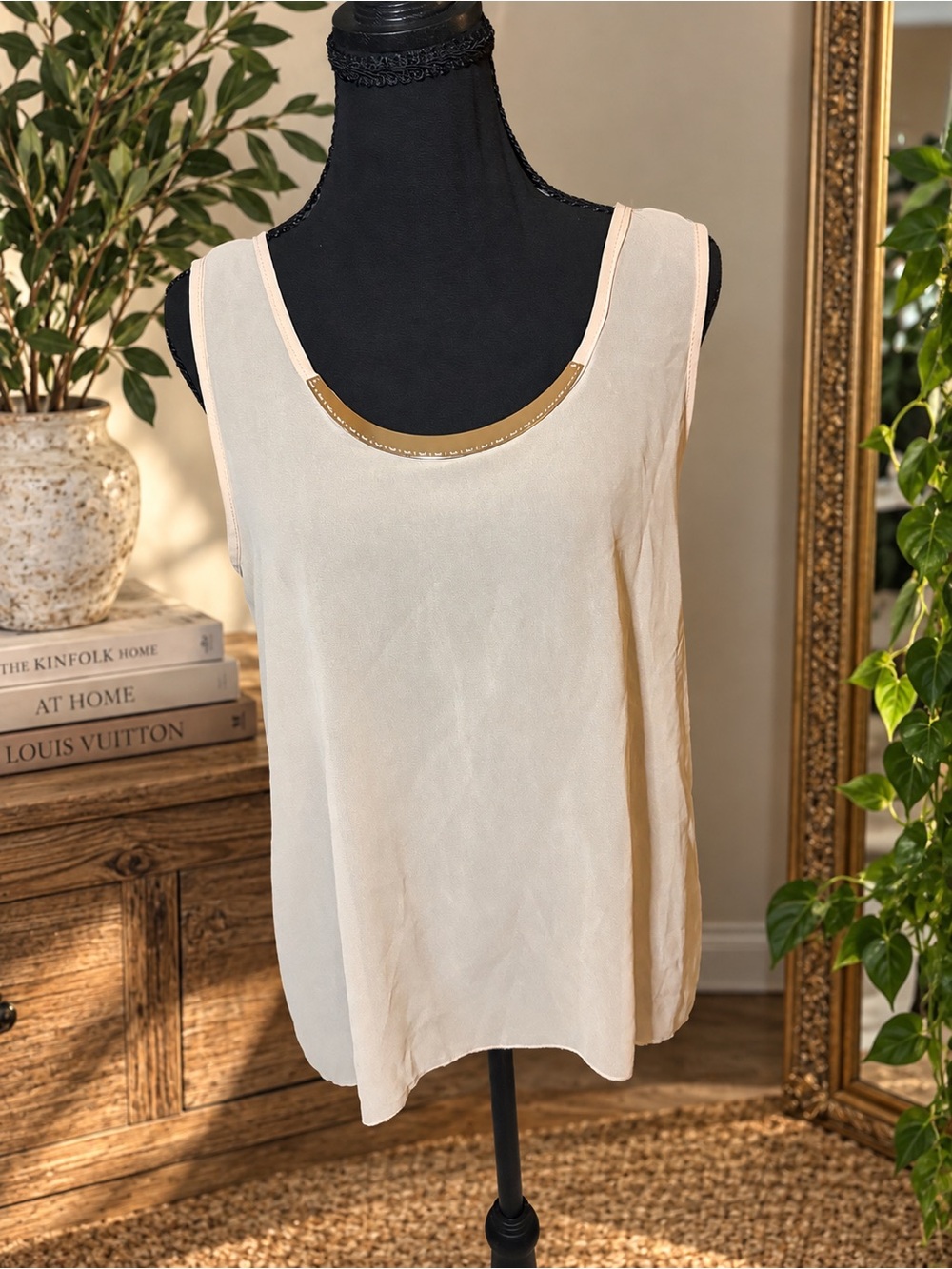 Moon Collection XL Sheer Draped Back Top Metallic Neck Y2K Boho